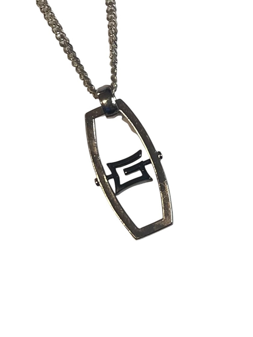 Modern Silver Tone Spinner Pendant Necklace | Geometric Statement Necklace